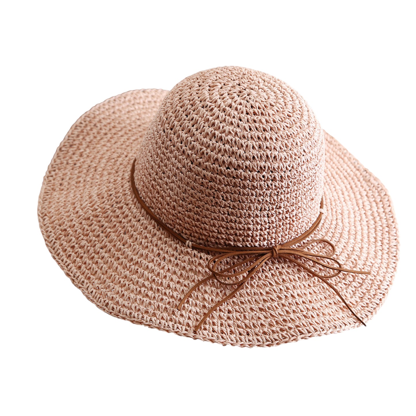 Wide - Brim Straw Sun Hat with Leather Tie