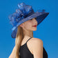 Wide Brim Organza Dress Hat with Sheer Ribbon Floral Design for Formal Events and Sun Protection