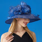 Wide Brim Organza Dress Hat with Sheer Ribbon Floral Design for Formal Events and Sun Protection