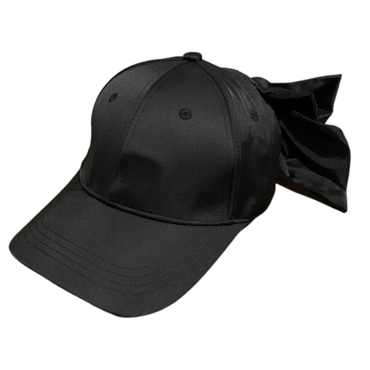 Satin Baseball Cap with Back Bow Accent Adjustable Fit and Curved Brim for Chic Casual Style