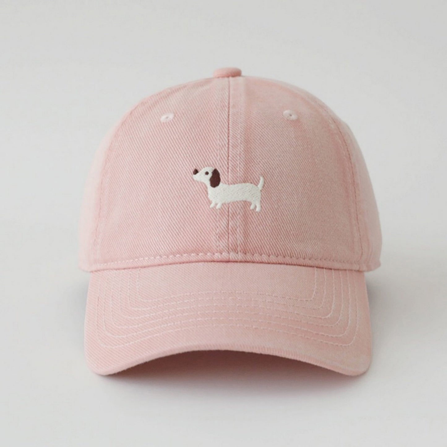 Embroidered Sausage Dog Baseball Cap with Curved Brim and Adjustable Strap