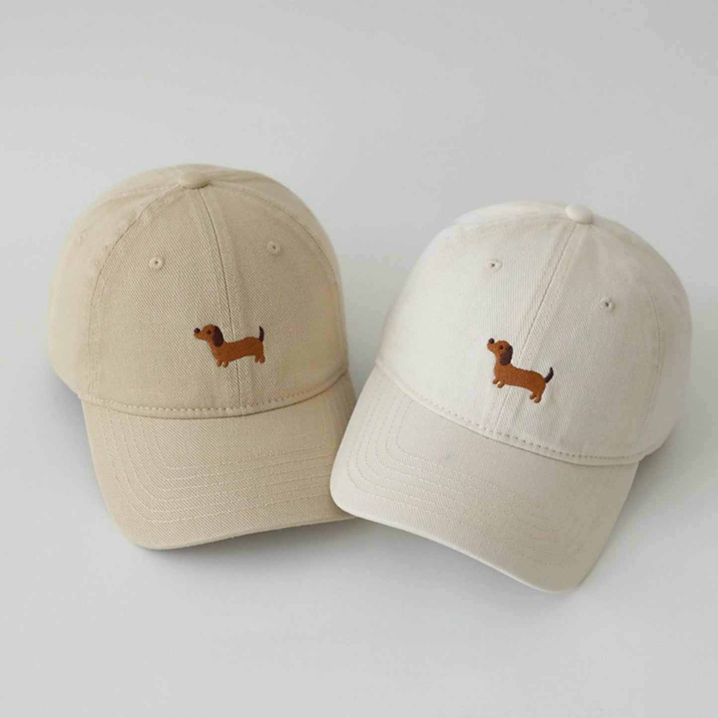 Embroidered Sausage Dog Baseball Cap with Curved Brim and Adjustable Strap