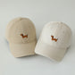 Embroidered Sausage Dog Baseball Cap with Curved Brim and Adjustable Strap
