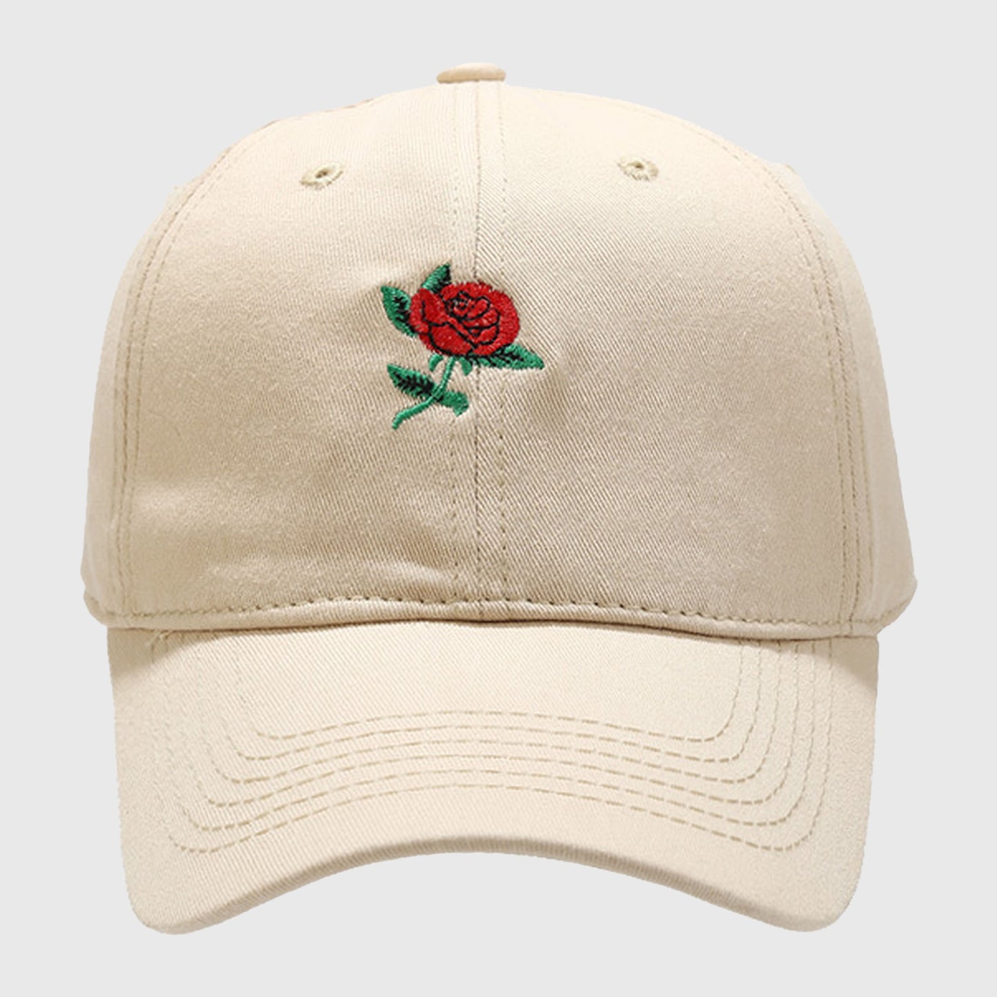 Baseball Cap with Rose Embroidery