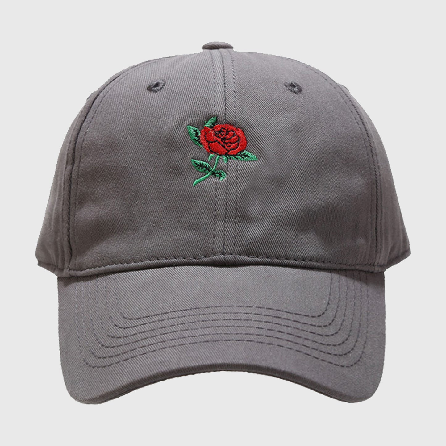 Baseball Cap with Rose Embroidery