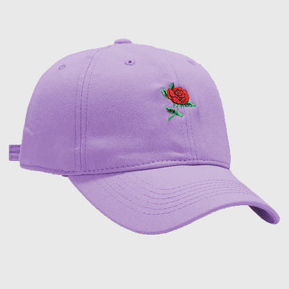 Baseball Cap with Rose Embroidery