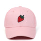 Strawberry Embroidered Adjustable Baseball Cap