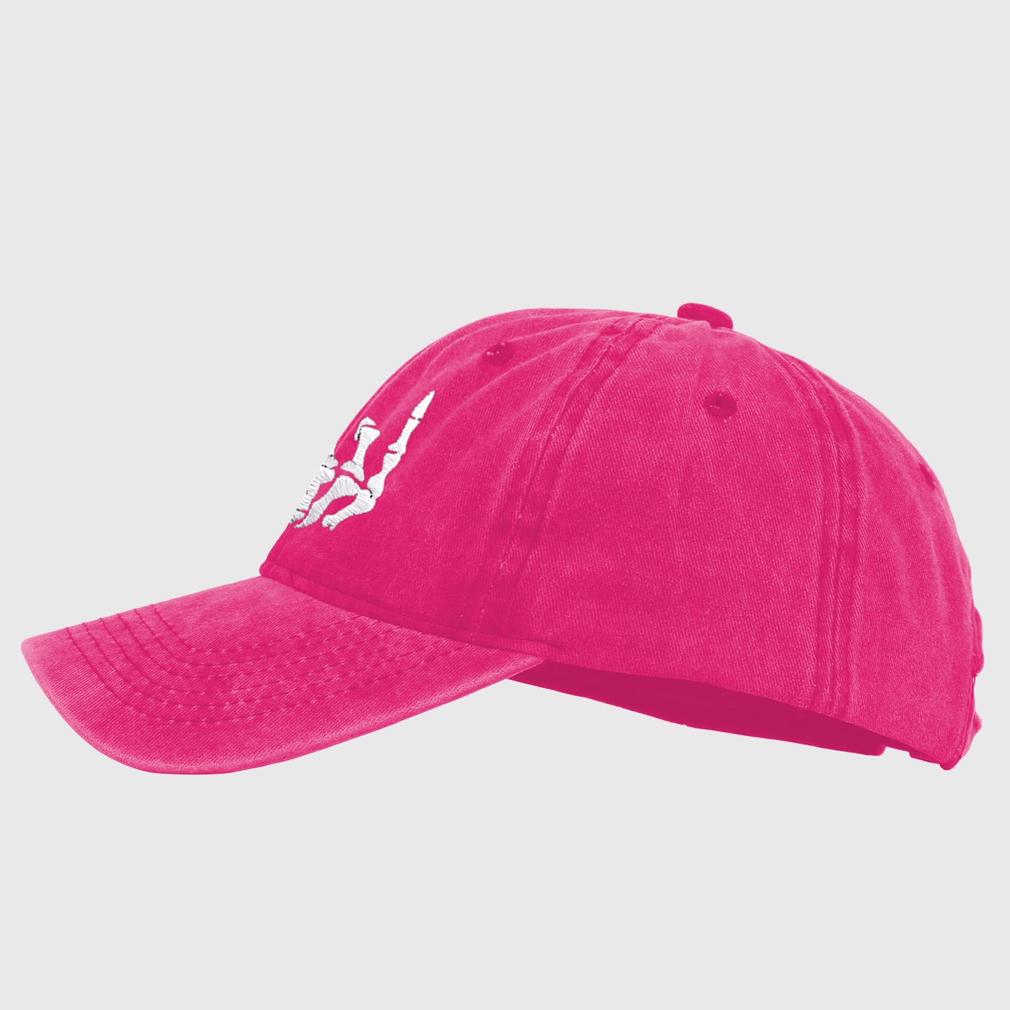 Vintage Washed Skull Hand Embroidered Baseball Cap