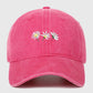 Vintage - Washed Baseball Cap with Daisy Embroidery
