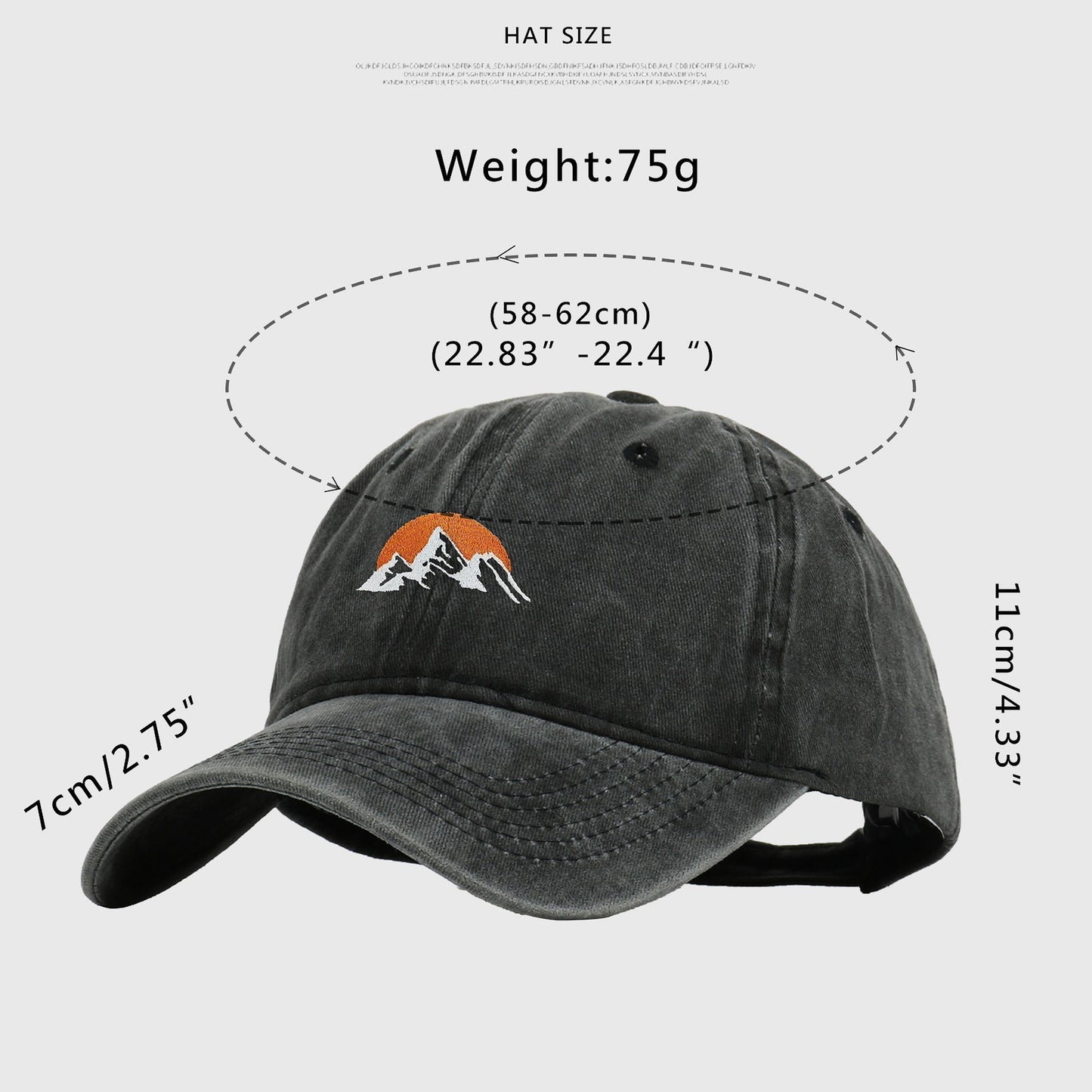 Vintage Washed Mountain Sunset Embroidered Baseball Cap