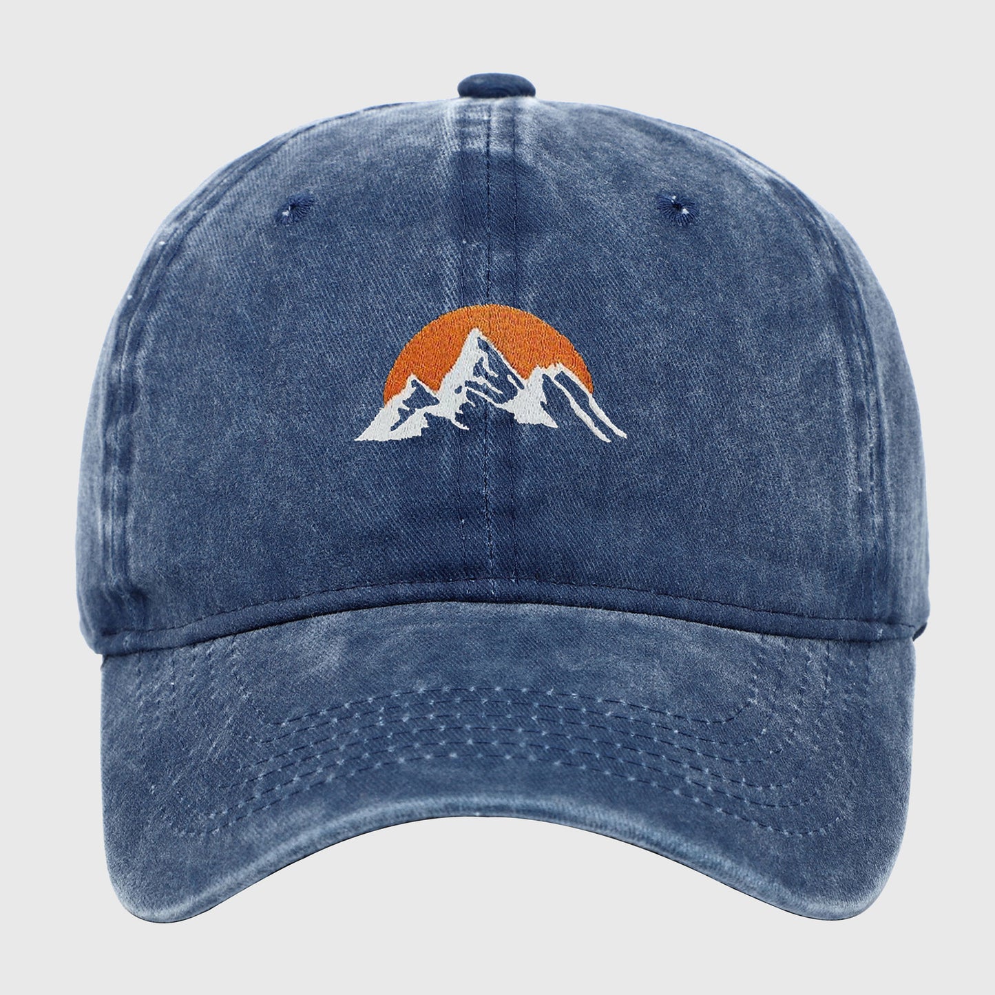 Vintage Washed Mountain Sunset Embroidered Baseball Cap