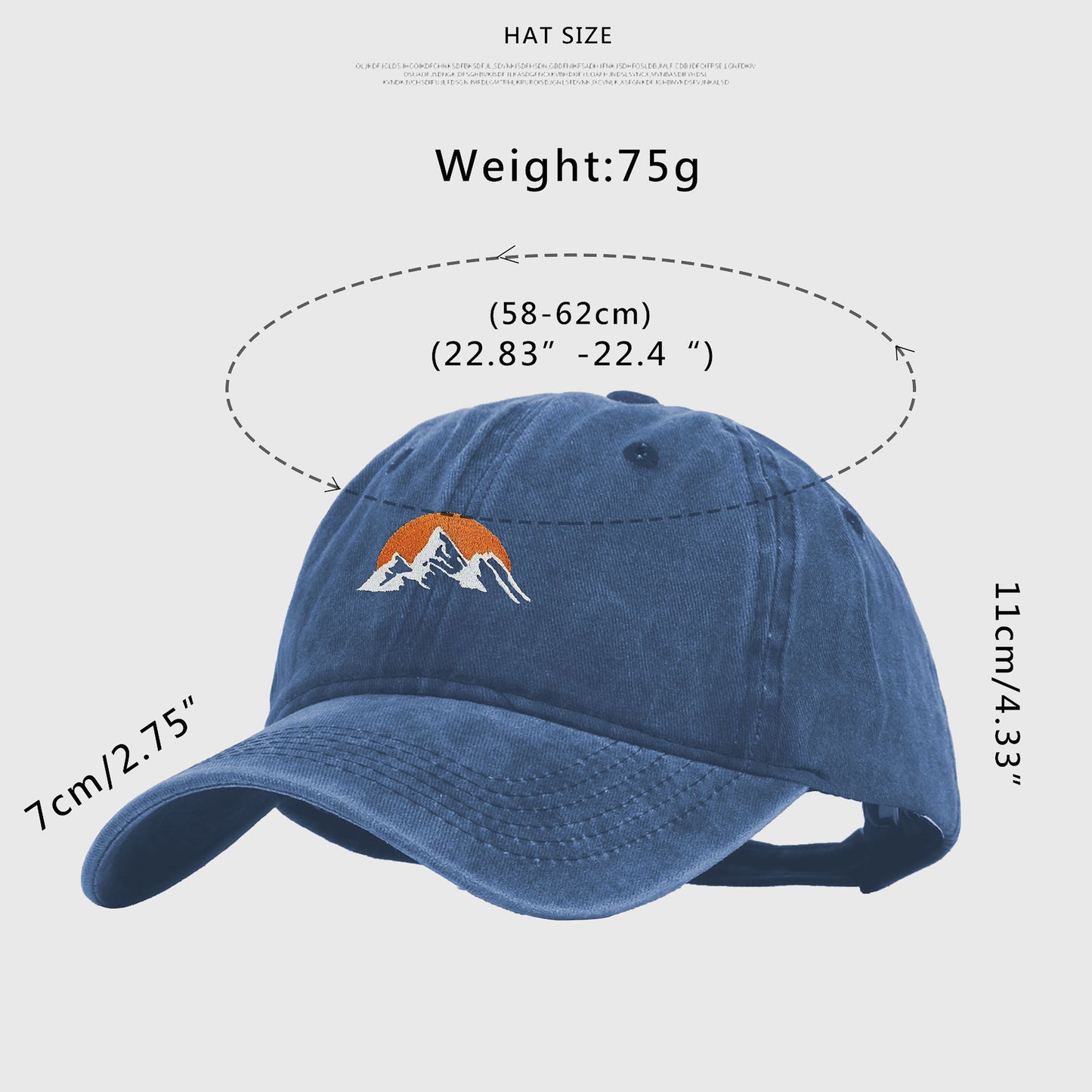 Vintage Washed Mountain Sunset Embroidered Baseball Cap