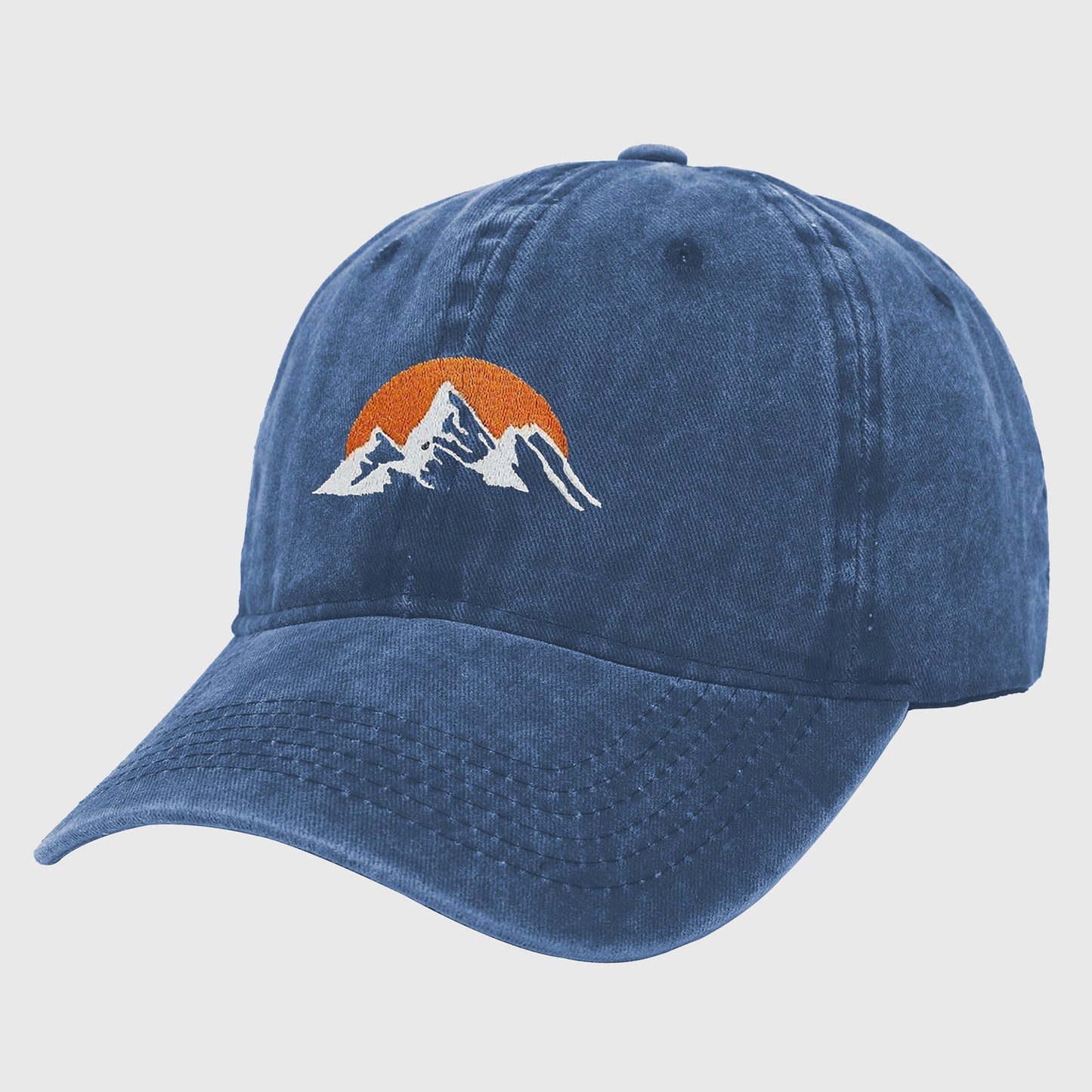 Vintage Washed Mountain Sunset Embroidered Baseball Cap