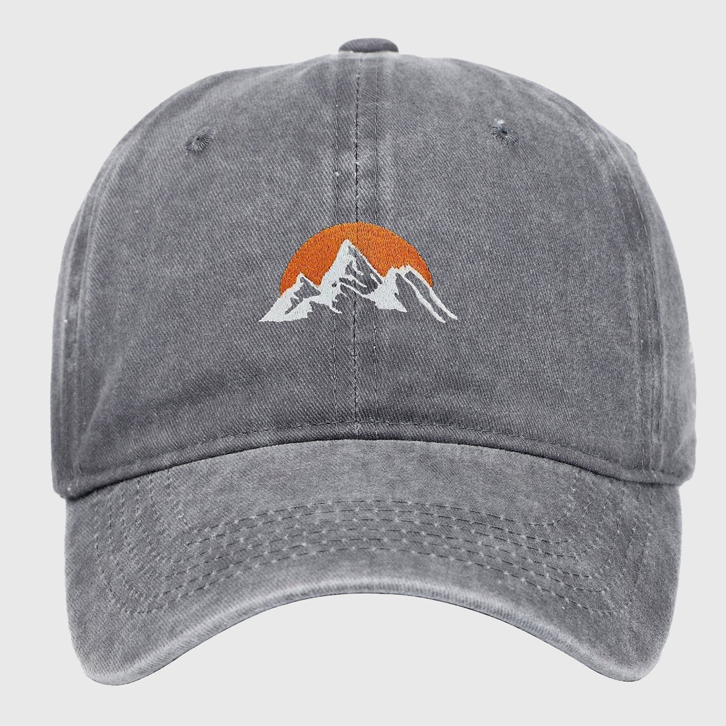 Vintage Washed Mountain Sunset Embroidered Baseball Cap