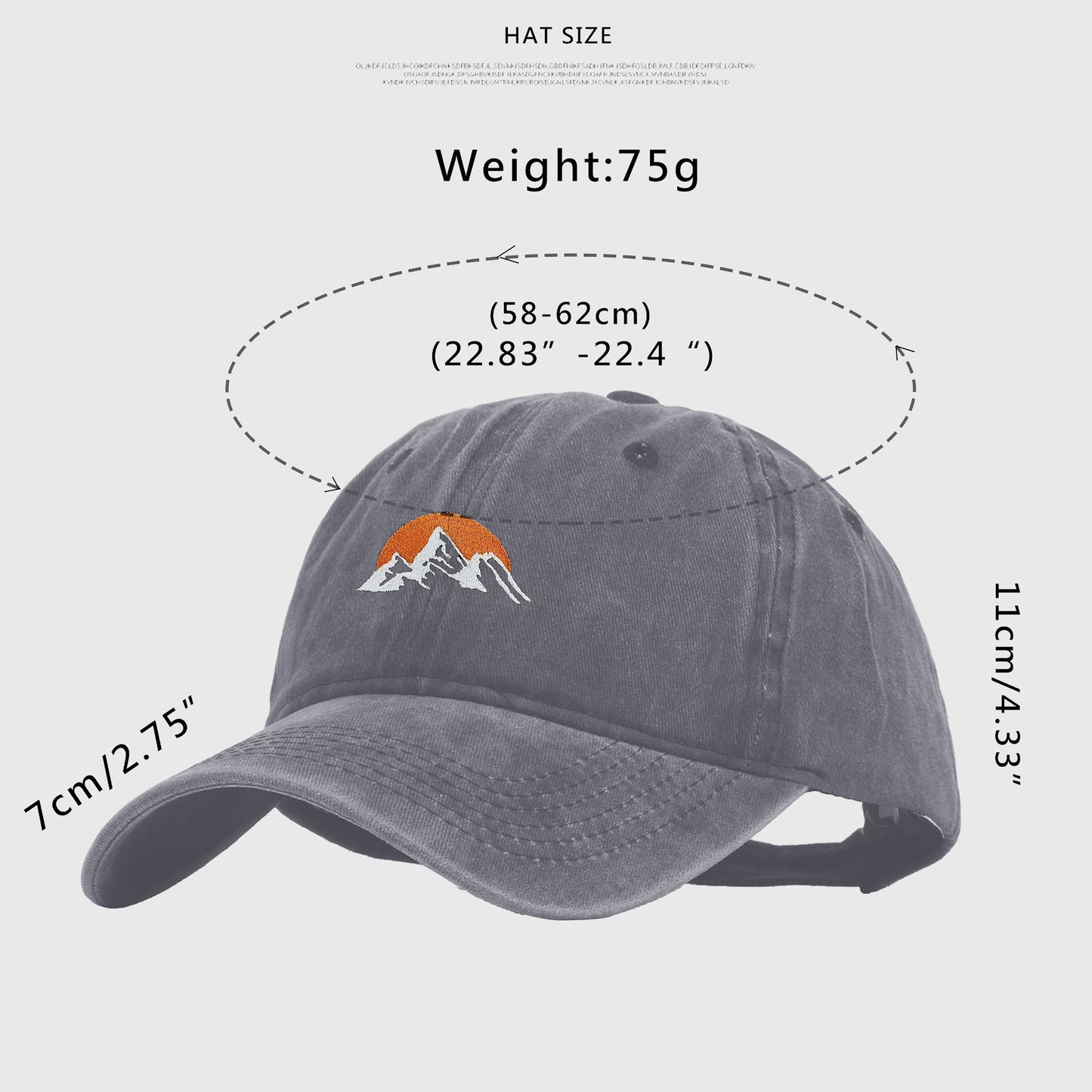 Vintage Washed Mountain Sunset Embroidered Baseball Cap