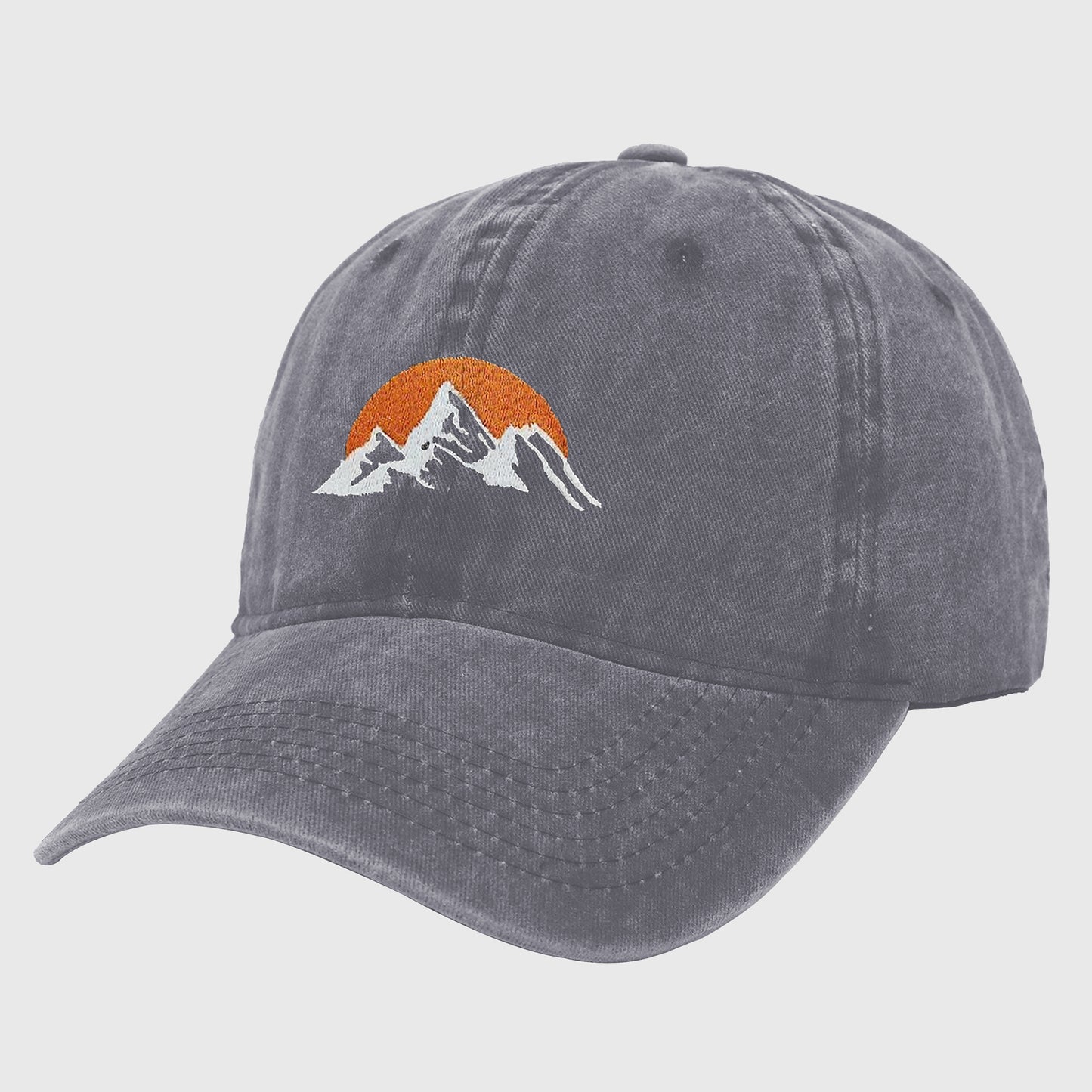 Vintage Washed Mountain Sunset Embroidered Baseball Cap