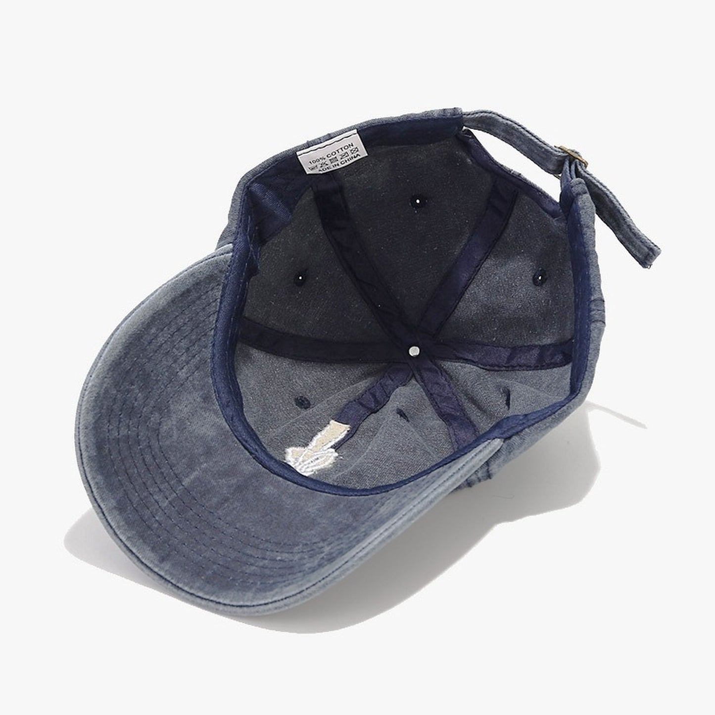 Vintage Washed Baseball Cap with Skeleton Peace Sign Embroidery