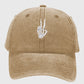 Vintage Washed Baseball Cap with Skeleton Peace Sign Embroidery