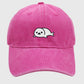 Vintage Washed Baseball Cap with Cute Seal Embroidery