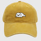 Vintage Washed Baseball Cap with Cute Seal Embroidery