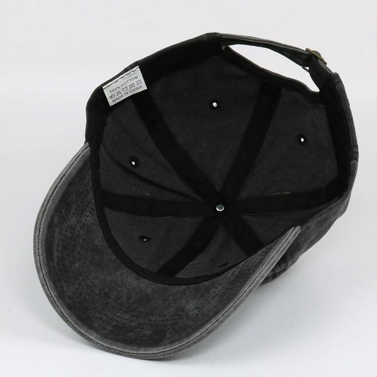 Vintage Washed Baseball Cap with Shark Embroidery