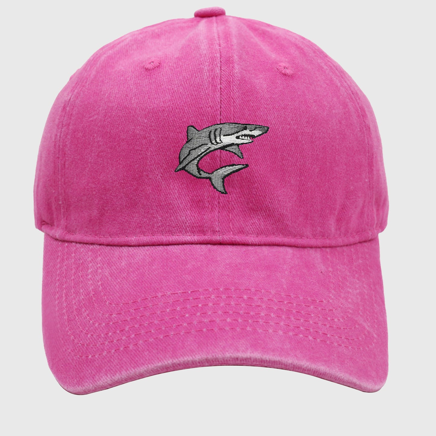 Vintage Washed Baseball Cap with Shark Embroidery