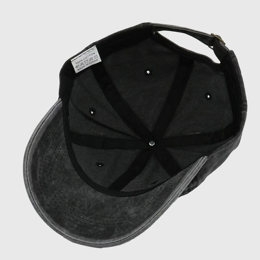 Vintage Washed Baseball Cap with Skateboarding Ghost Embroidery