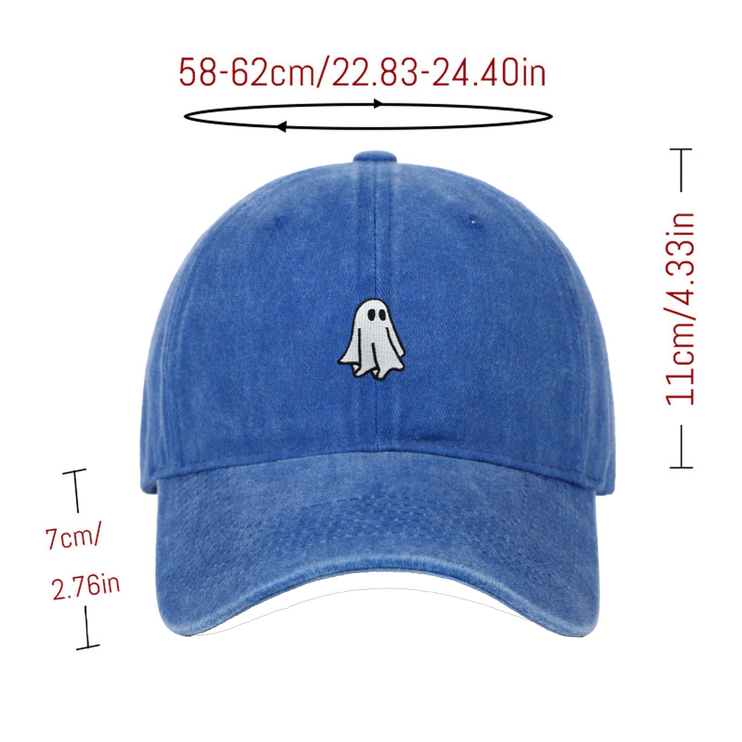 Vintage Washed Baseball Cap with Ghost Embroidery
