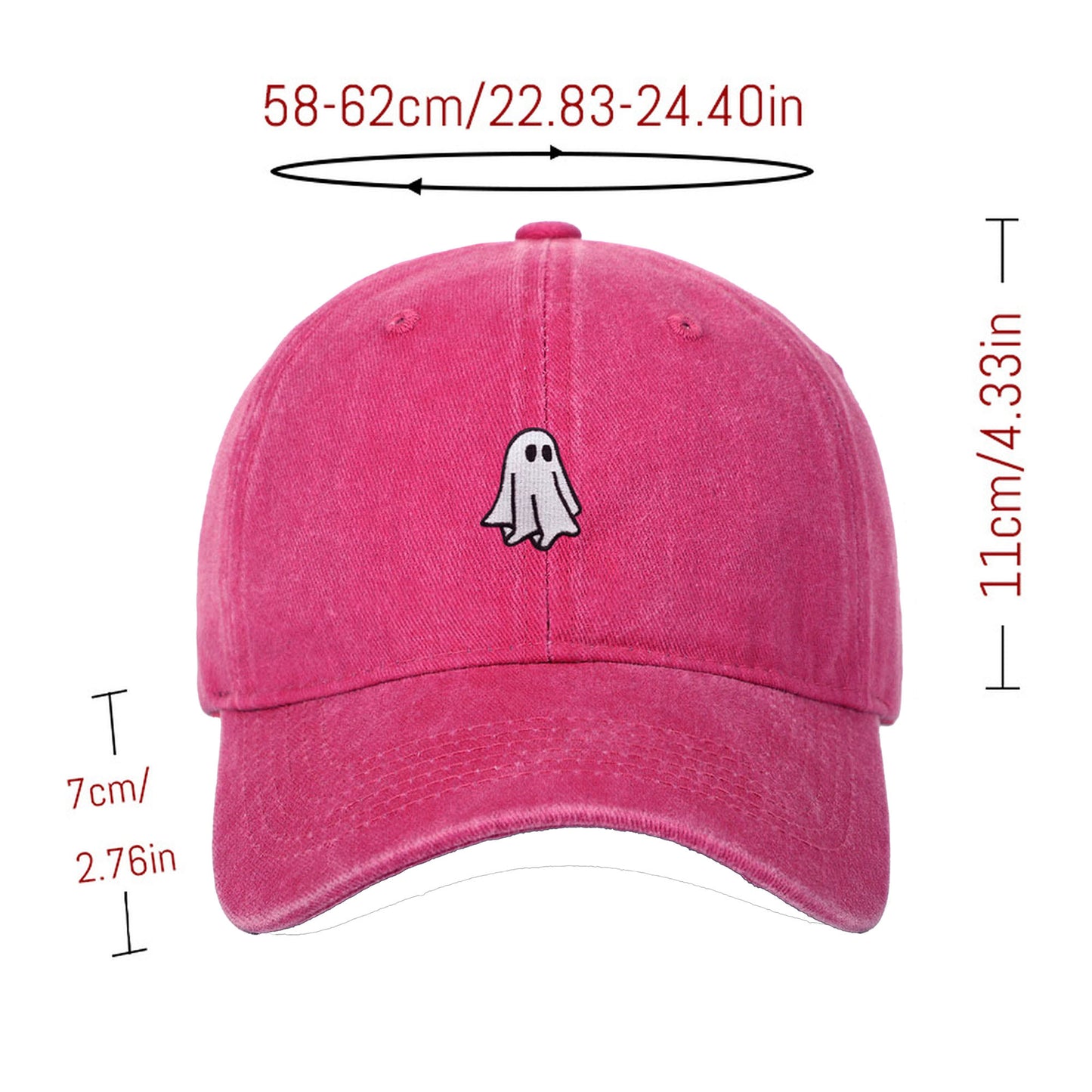 Vintage Washed Baseball Cap with Ghost Embroidery