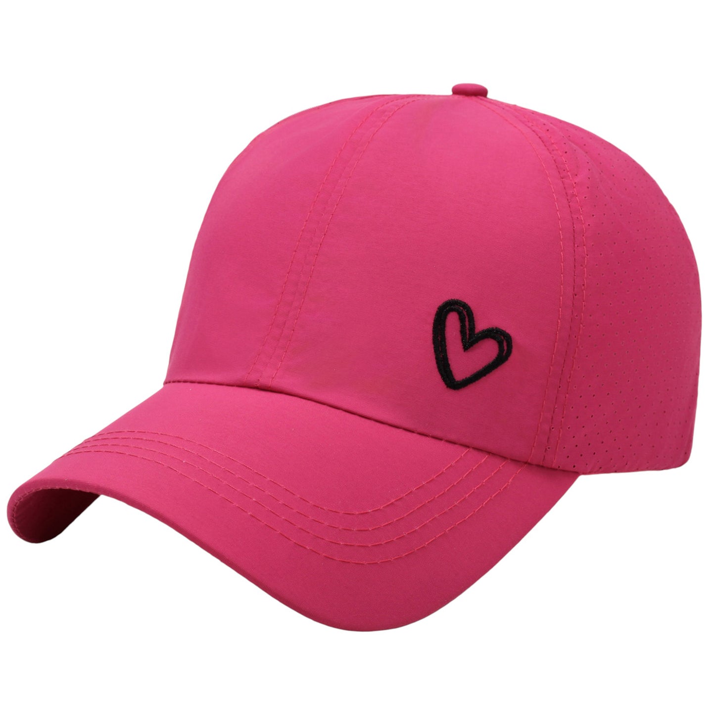 Baseball Cap with Heart Embroidery - Breathable Criss - Cross Back Hat