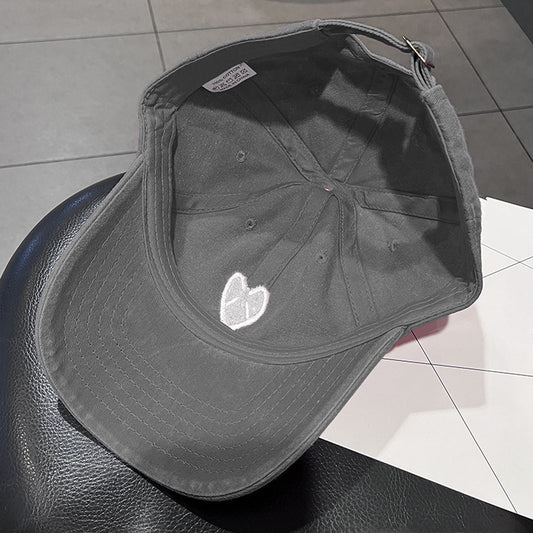 Coral Vintage Washed Baseball Cap with Heart Embroidery