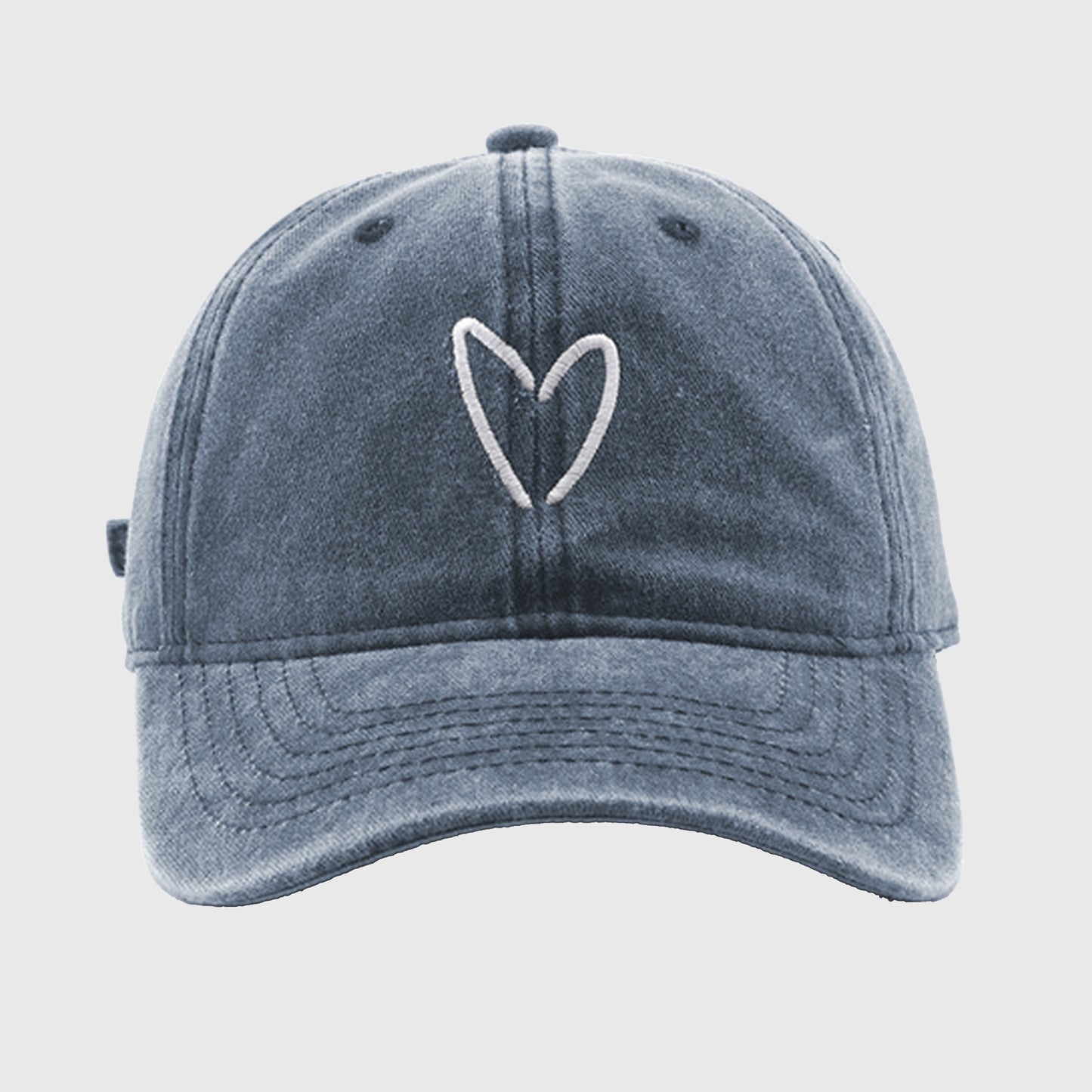 Vintage Washed Baseball Cap with Heart Embroidery
