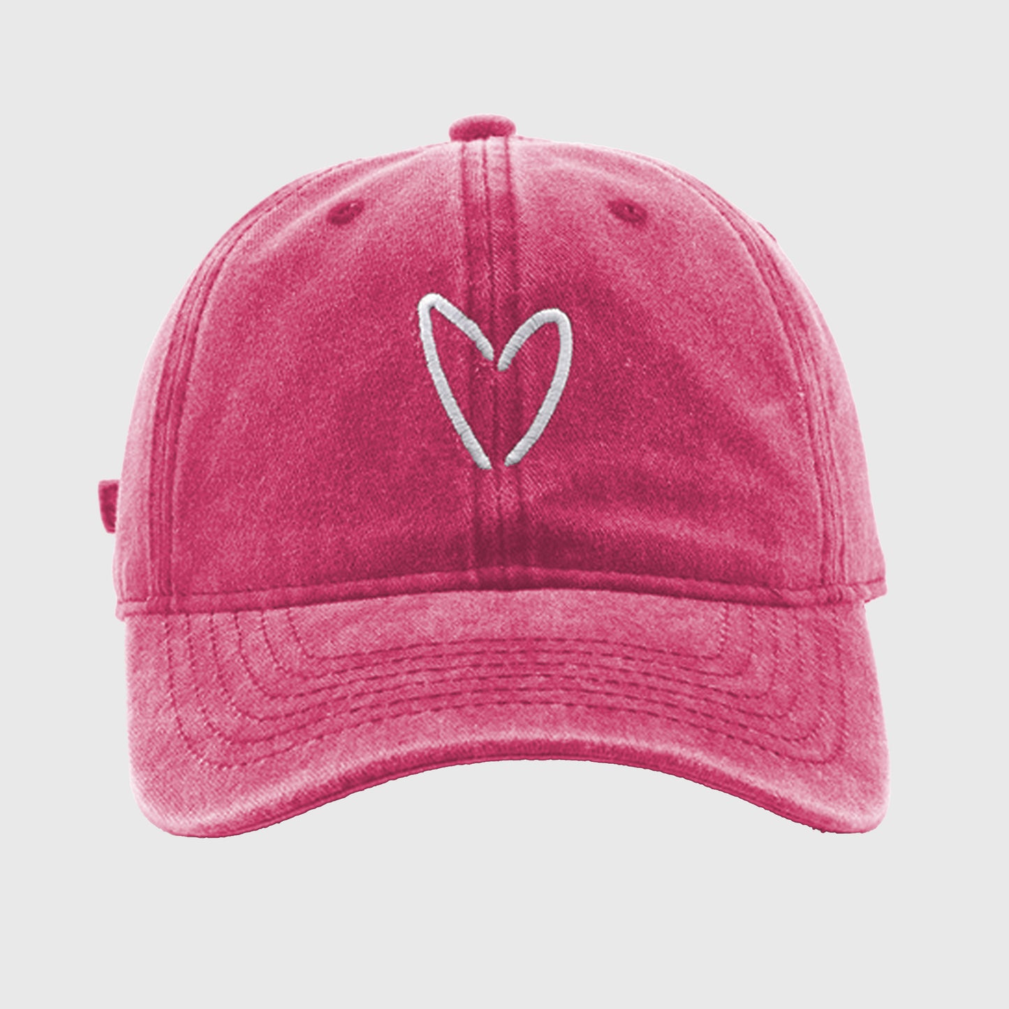 Vintage Washed Baseball Cap with Heart Embroidery