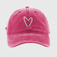 Vintage Washed Baseball Cap with Heart Embroidery