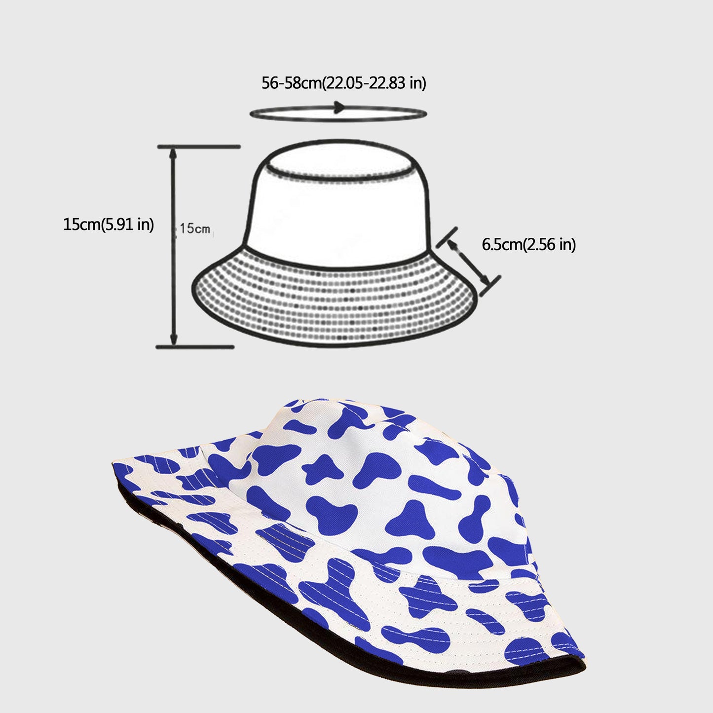Cow Print Bucket Hat - Double - Sided Wear
