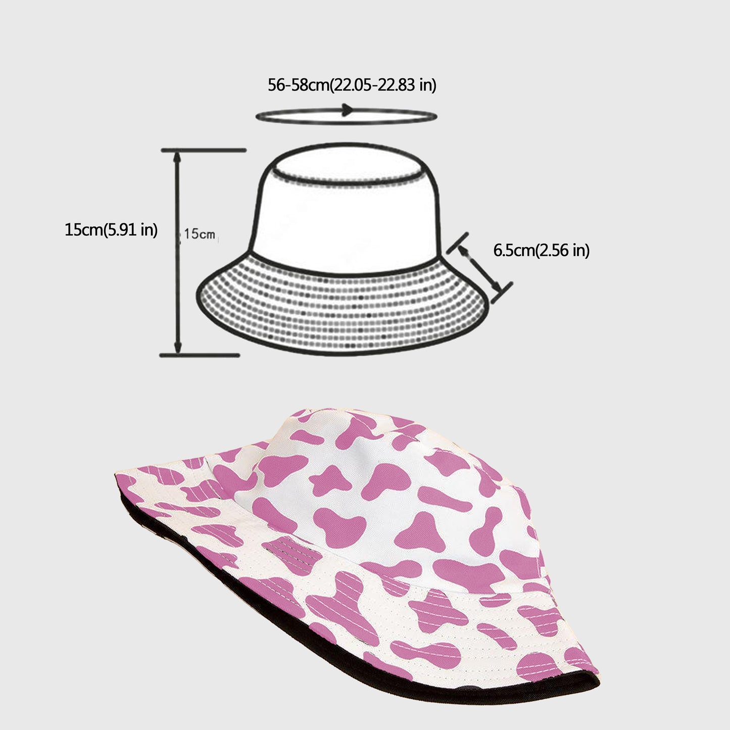 Cow Print Bucket Hat - Double - Sided Wear