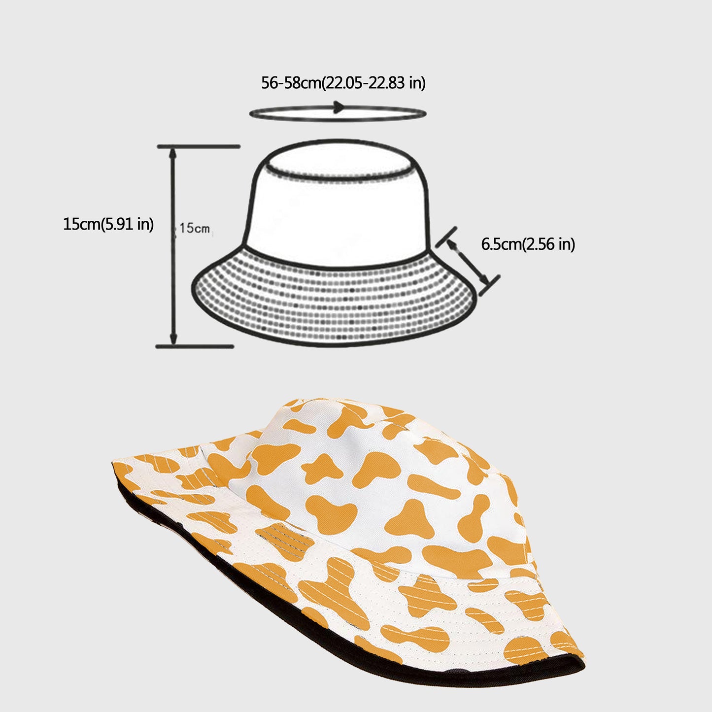 Cow Print Bucket Hat - Double - Sided Wear