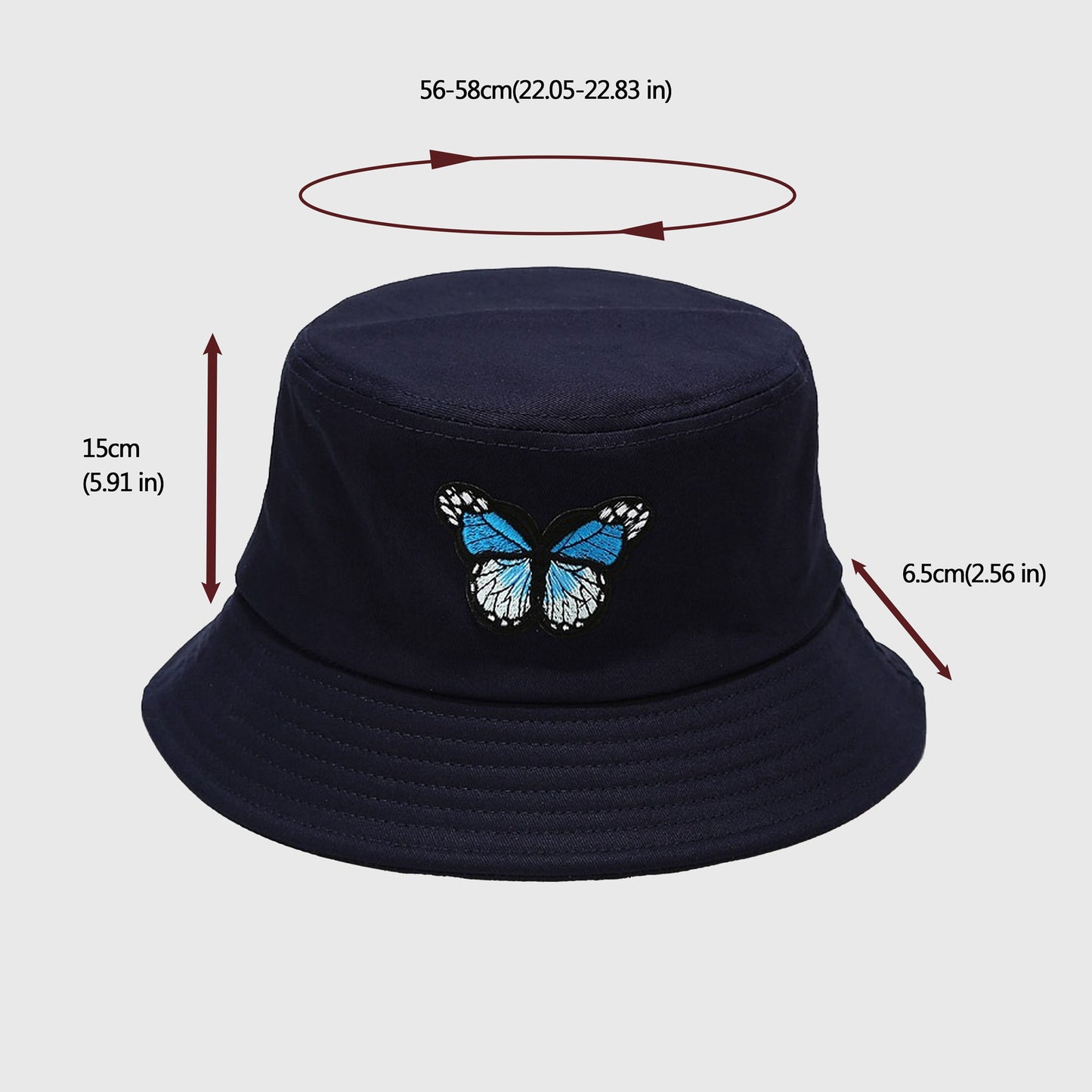 Bucket Hat with Butterfly Embroidery
