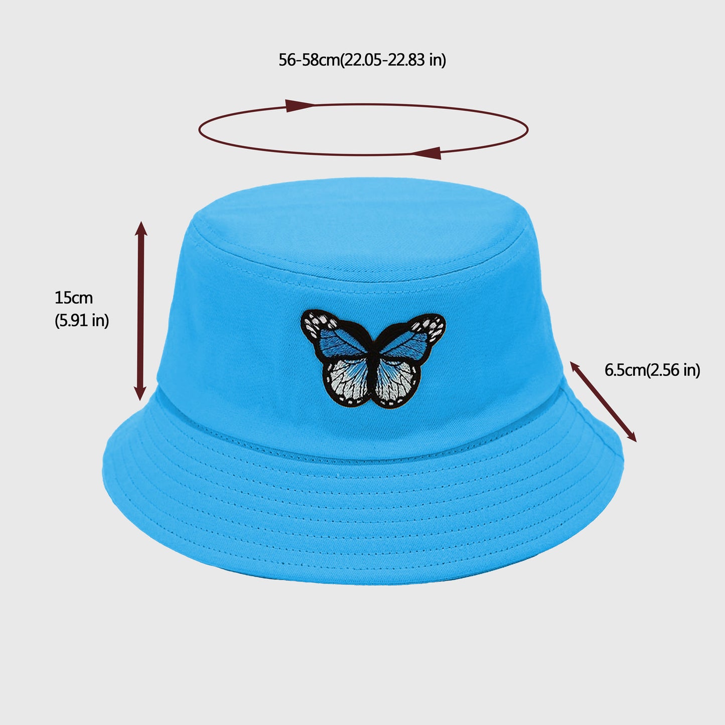 Bucket Hat with Butterfly Embroidery
