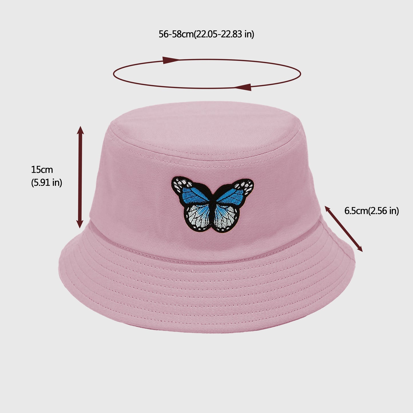 Bucket Hat with Butterfly Embroidery