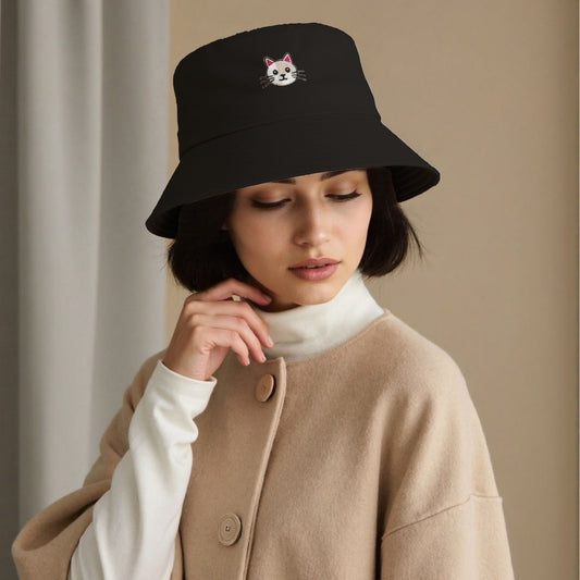 Cute & Stylish Bucket Hat with Cat Embroidery