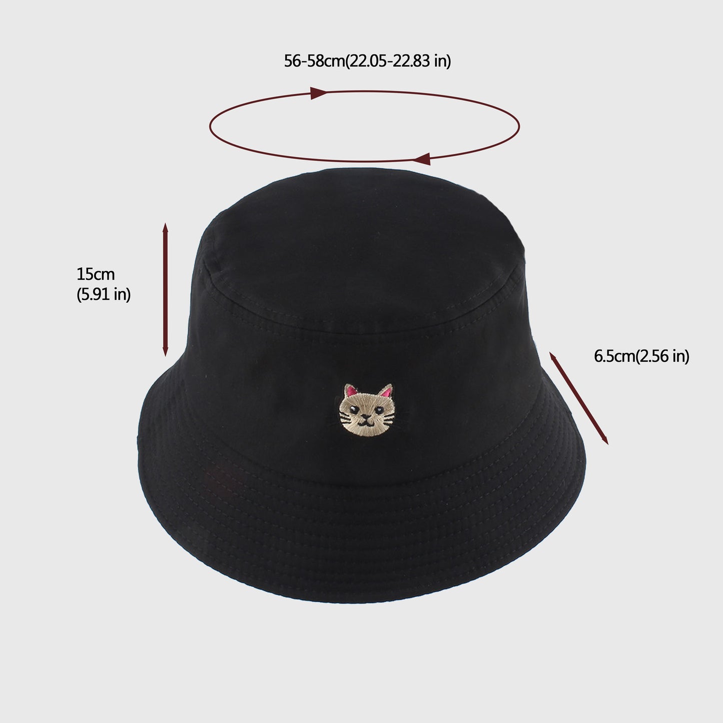 Cute & Stylish Bucket Hat with Cat Embroidery