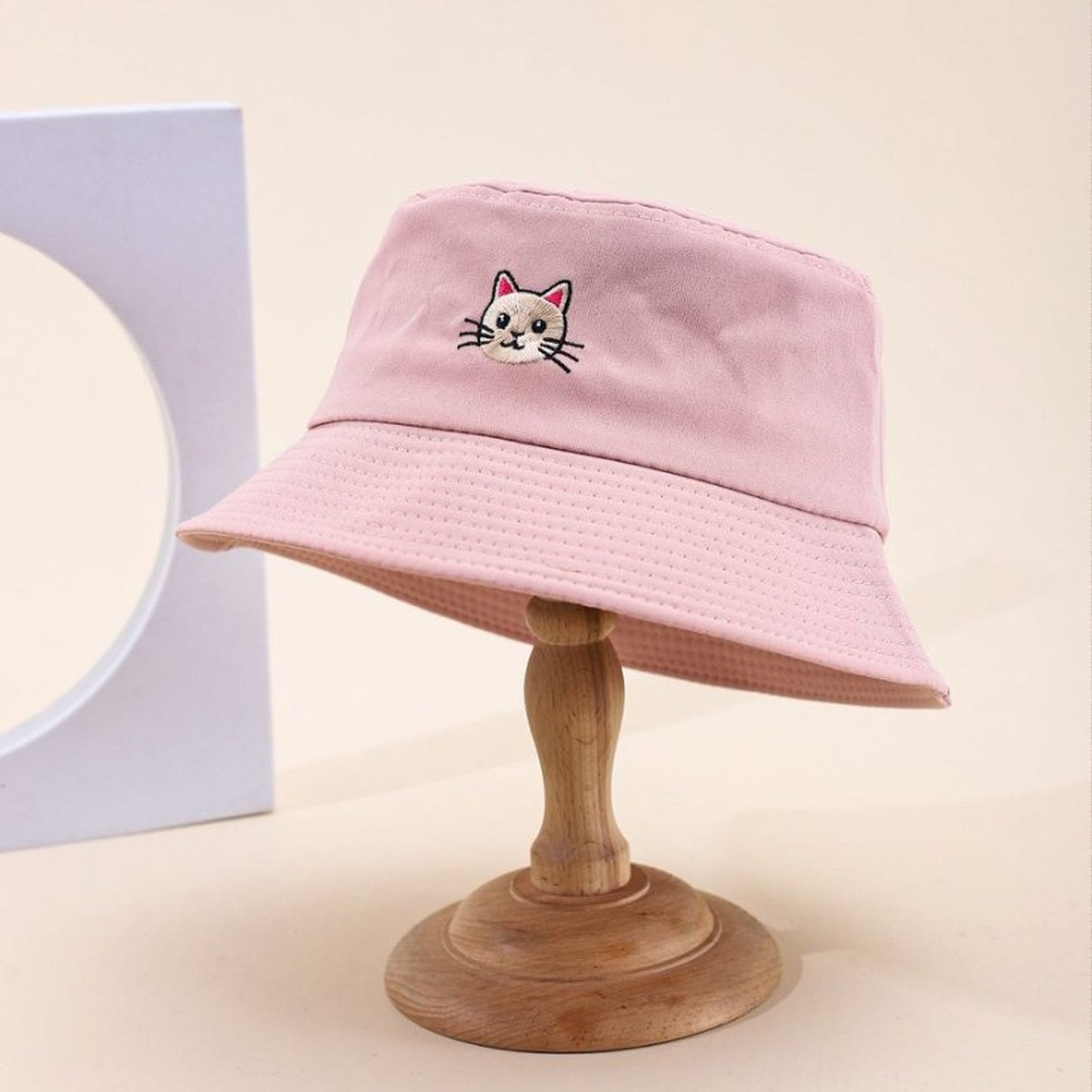 Cute & Stylish Bucket Hat with Cat Embroidery