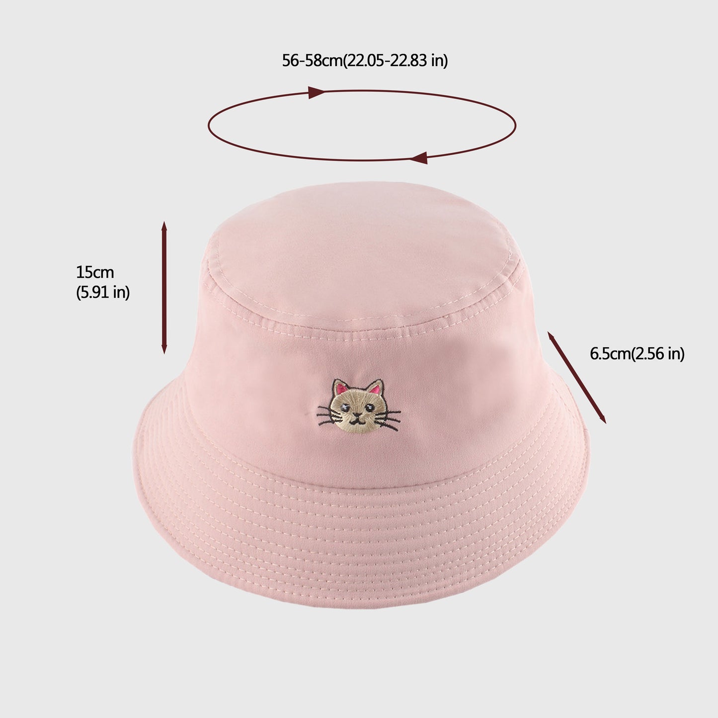 Cute & Stylish Bucket Hat with Cat Embroidery