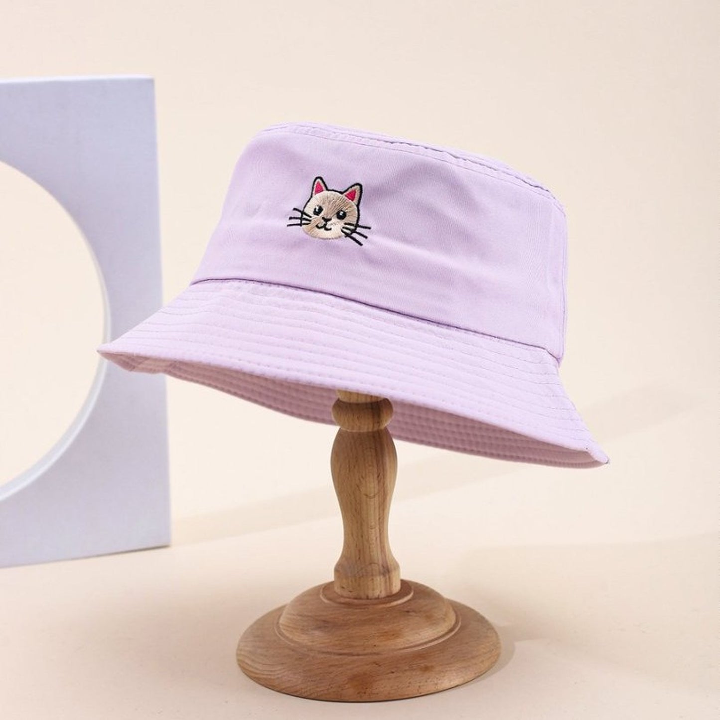 Cute & Stylish Bucket Hat with Cat Embroidery