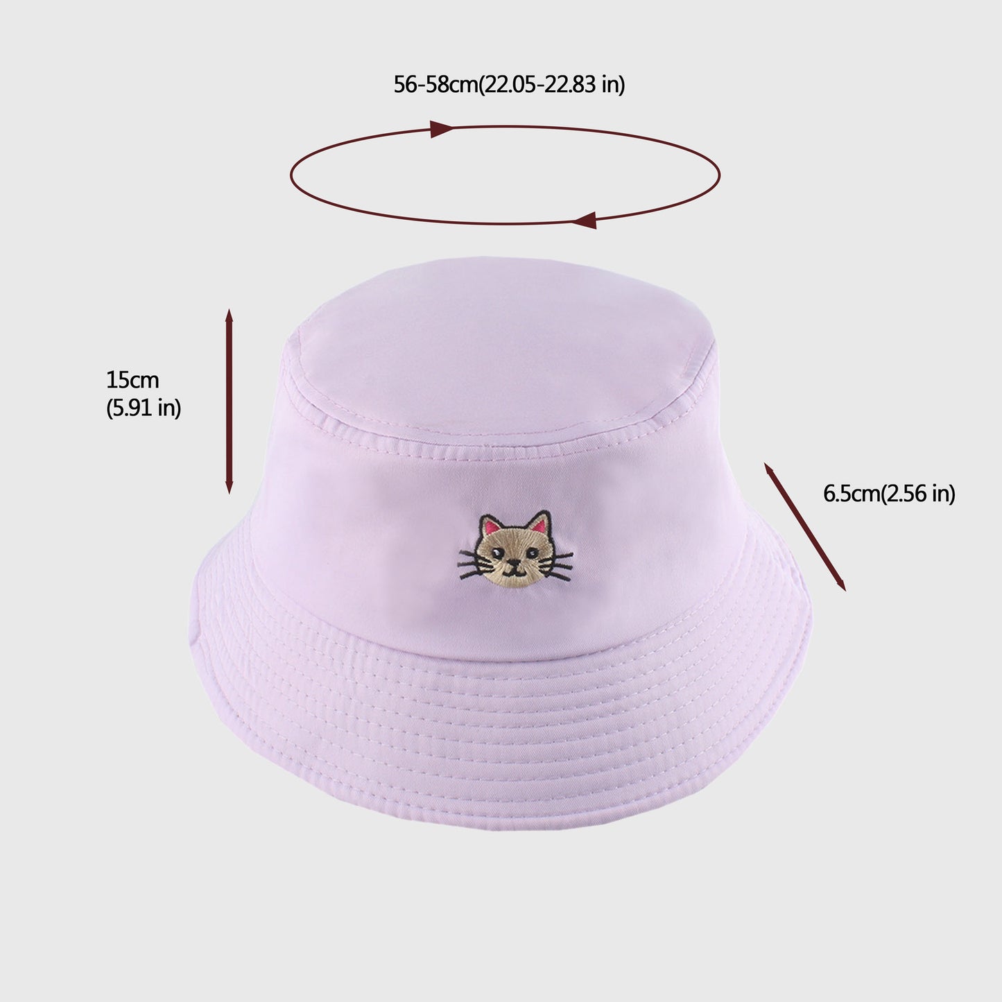 Cute & Stylish Bucket Hat with Cat Embroidery