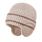 Striped Knit Beanie with Ear Flaps - Winter Warm Hat