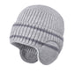 Striped Knit Beanie with Ear Flaps - Winter Warm Hat
