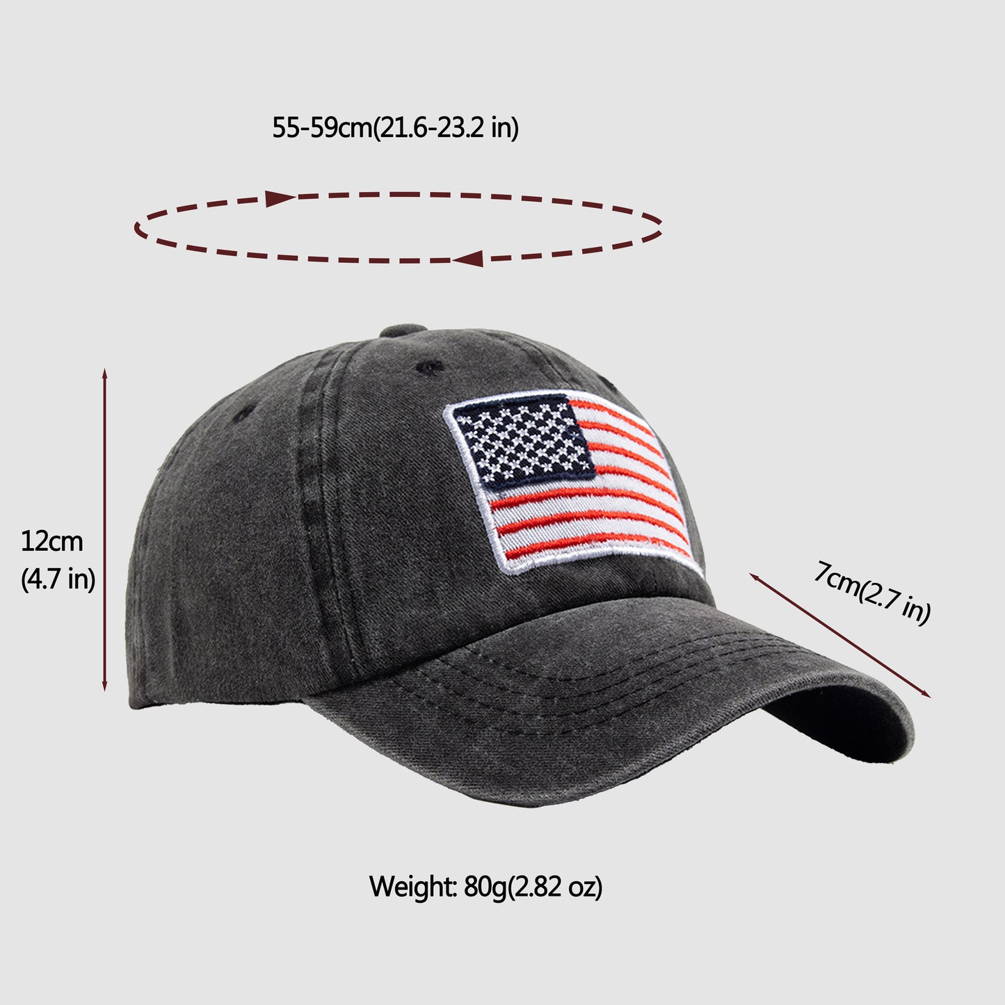 Unisex Vintage Baseball Cap with USA Flag Patch