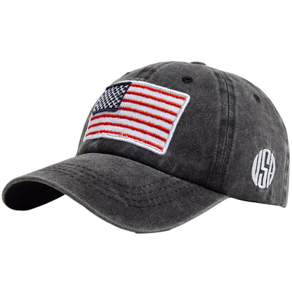 Unisex Vintage Baseball Cap with USA Flag Patch